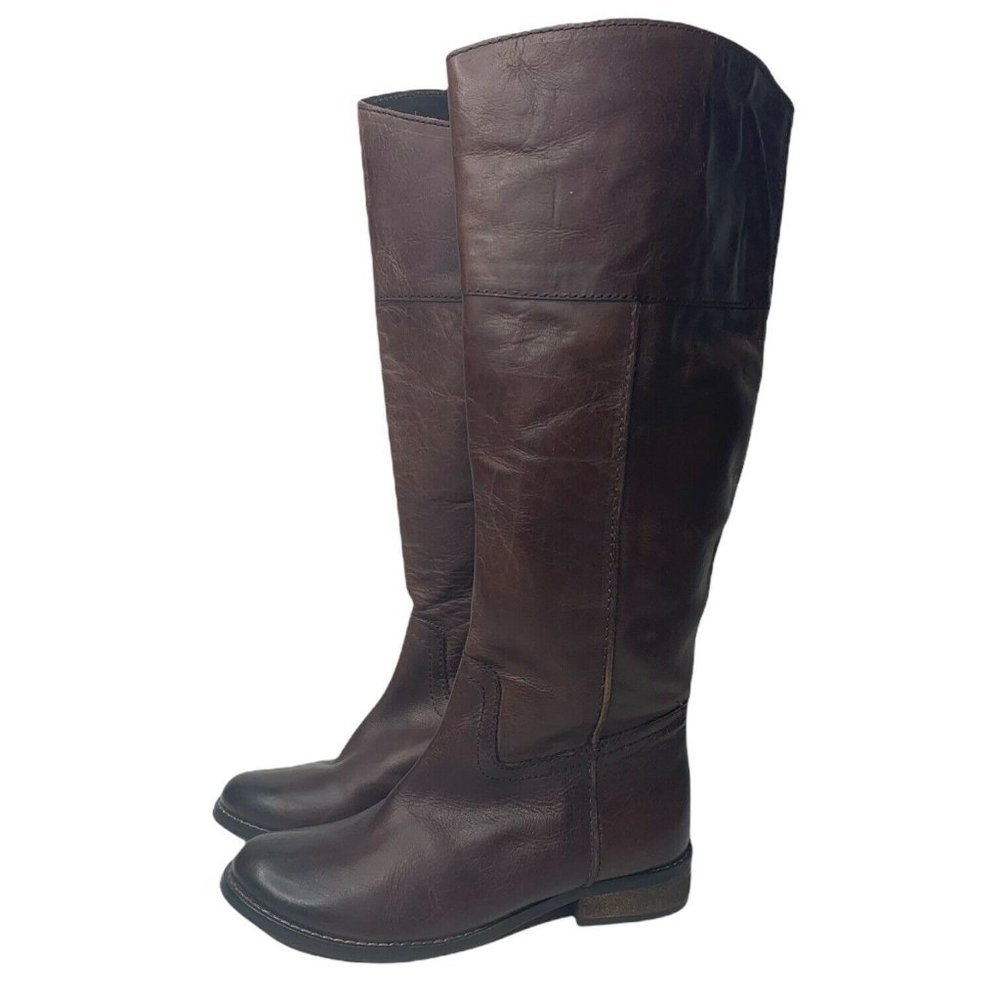 Mia boots tall distressed brown pull on leather high western Shoes Sz 7.5 Knee